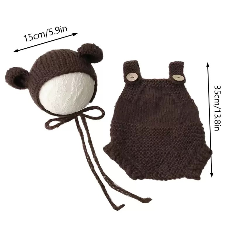 Cross-Border Mohair Two-Piece Set, Handmade Knitted Set, Cute Newborn Photography Clothing