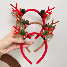 圣诞节发箍毛绒圣诞鹿角发饰女森系仙女头箍发饰超仙发夹饰品发卡