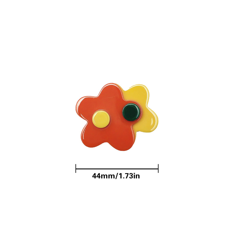 新しい二重層スプライシング、小さな新緑の花、誇張されたアクリルピースイヤリング、シルバーニードルイヤリング、イヤリング|undefined