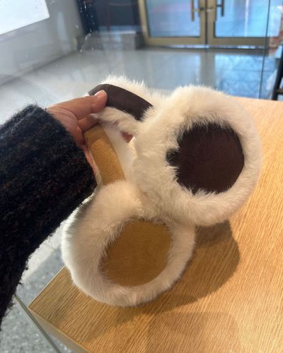 Xiaohongshu's same dark coffee earmuffs, plush, warm, cycling and ear protection, plush, cute, anti-freeze, sports and leisure