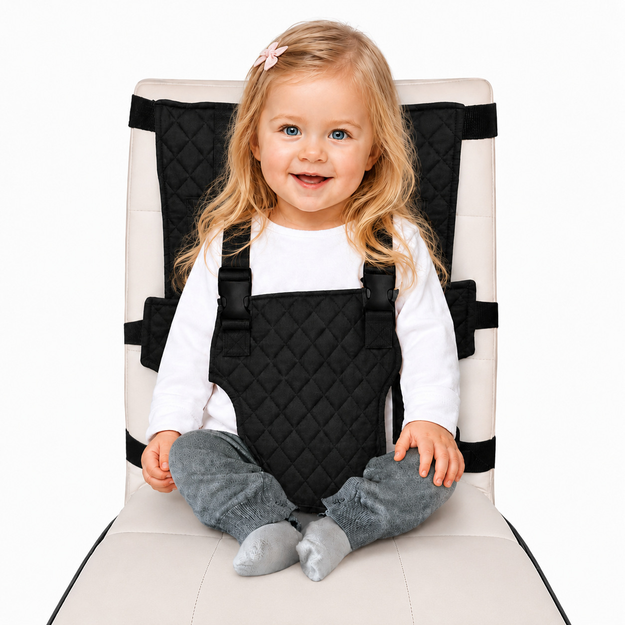 Portable high chair safety strap for babies and toddlers, travel essential seat safety harness