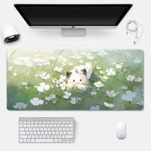 鼠标垫超大可爱猫咪键盘垫加大加厚锁边批发大号办公桌垫一件代发