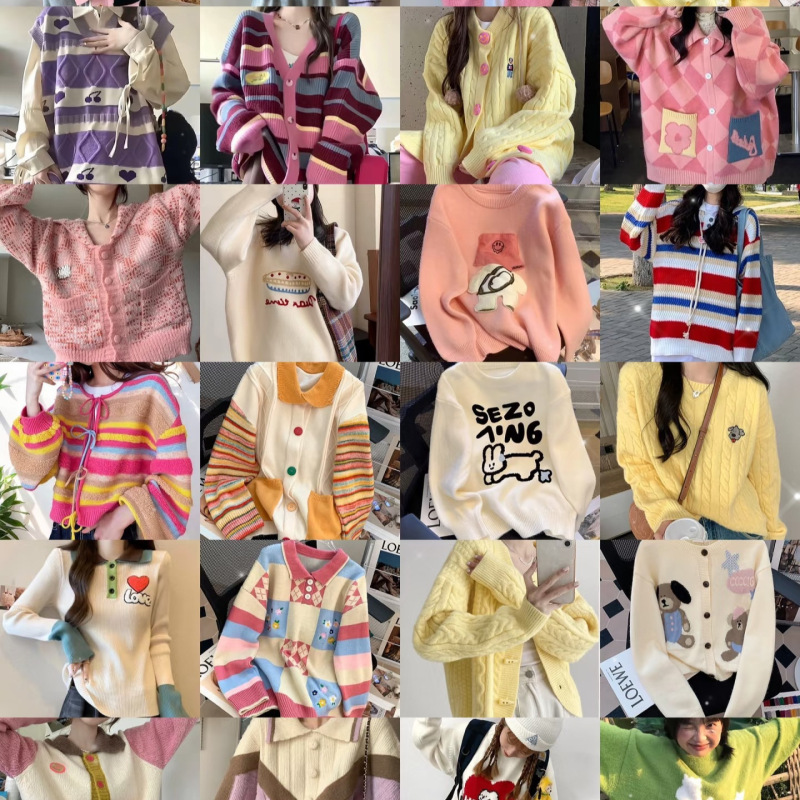 十三行秋冬季新款温柔风宽松软糯毛衣宽松针织衫上衣品牌女装批发|undefined