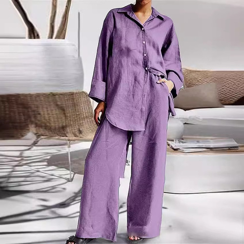 Amazon Cross-border Spring and Autumn Large Size Loose Plus Size Long Sleeve Shirt Fashion Color Sports Set Foreign Trade Wholesale