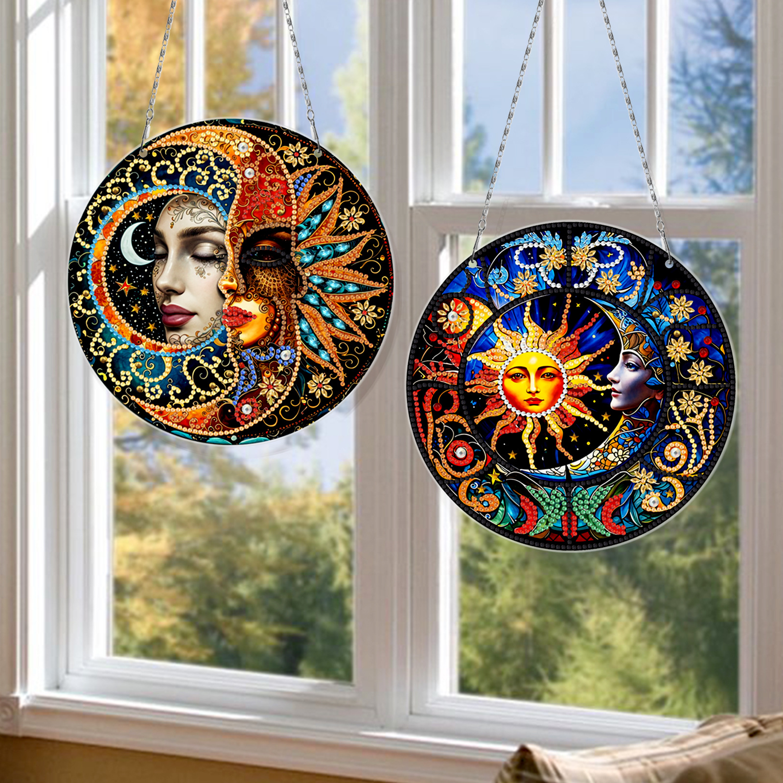 Diamante pintura perimetral DIY anillo 3 piezas juego de dibujos animados colgante genio Navidad sala de estar decoración de pintura distribuible