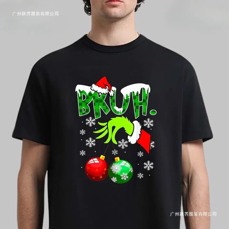 Christmas Grinch Funny T-Shirt Oversized Y2K Men's and Women's Top Street Hip-Hop Cartoon Print Short-Sleeved Women's Men's Clothing