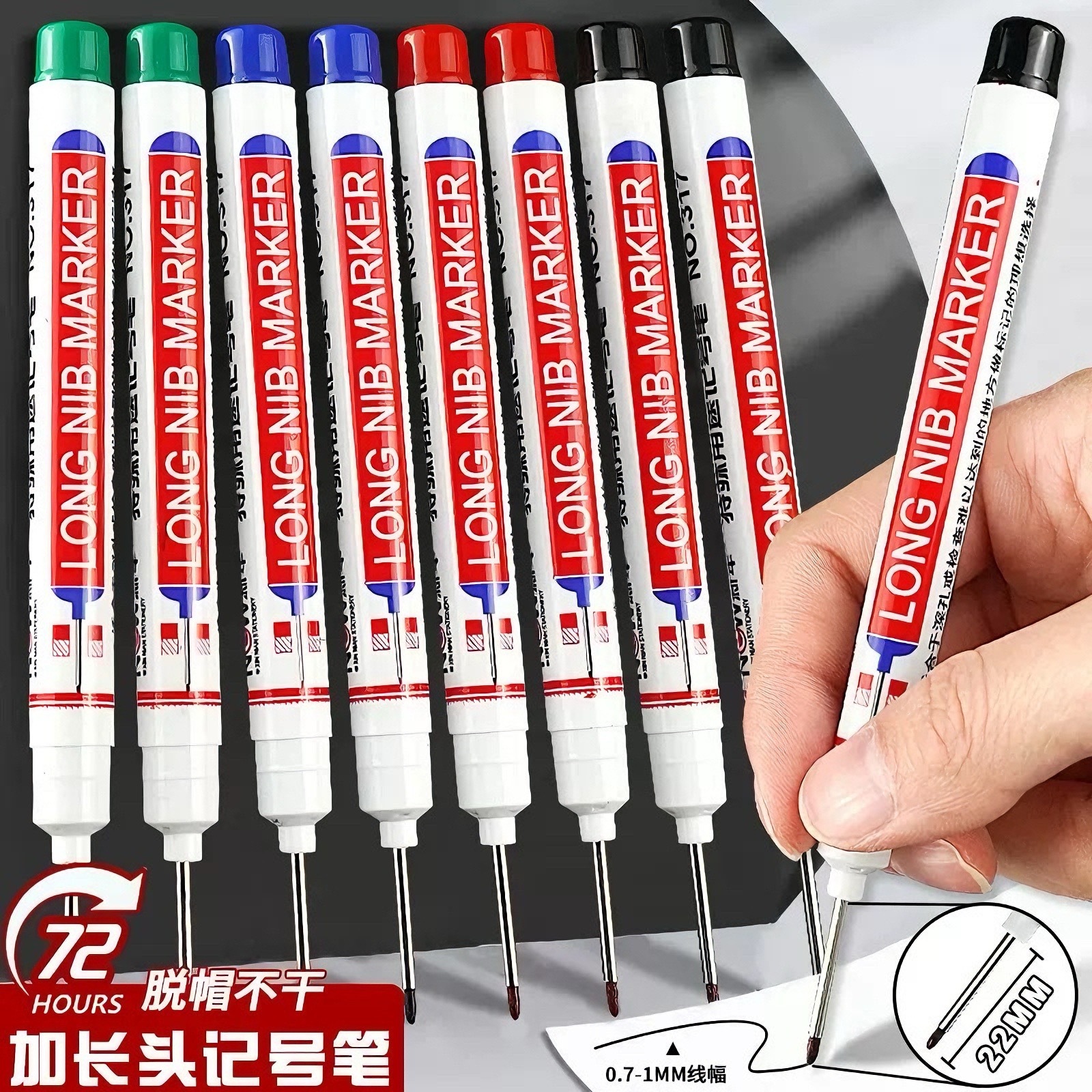 Long-Tipped Marker Pen for Woodworking, Extended Marking Pen for Tile, Construction Site, Bathroom Installation, Special-Purpose Deep-Marking Oil Pen