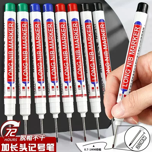 Long-Tipped Marker Pen for Woodworking, Extended Marking Pen for Tile, Construction Site, Bathroom Installation, Special-Purpose Deep-Marking Oil Pen