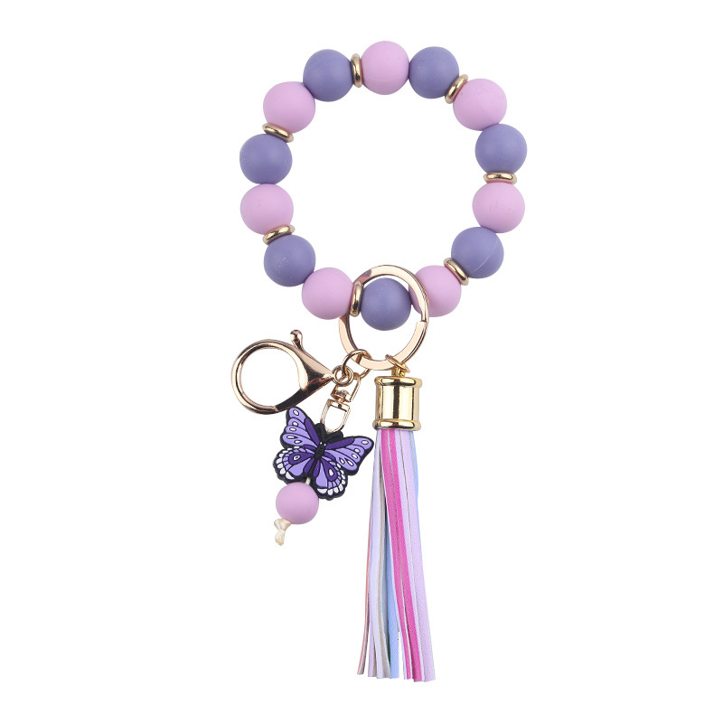 Simple Style Tassel Butterfly Pu Leather Silica Gel Women's Keychain display picture 3