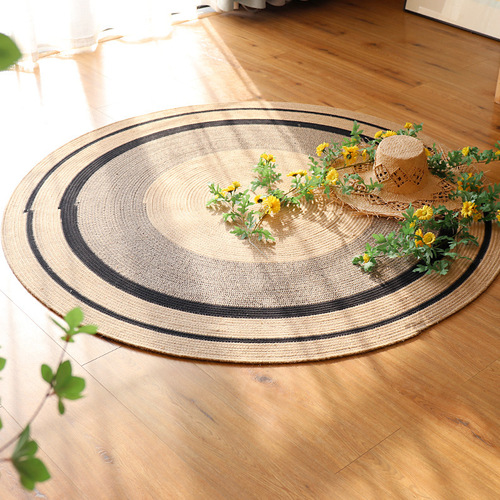 Hand-woven cotton rope carpet, living room coffee table, round floor mat, bedroom bedside blanket, clothing store, simple decoration