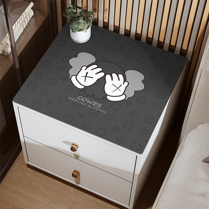 Luz de lujo simple mesita de noche estera impermeable cubierta desechable tela imitación de cuero estera de mesa horno microondas estera a prueba de aceite se puede cortar