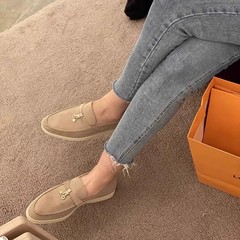 LP楽福靴女2025春秋真皮平底英倫レジャー快適一足足怠け者靴シングル靴