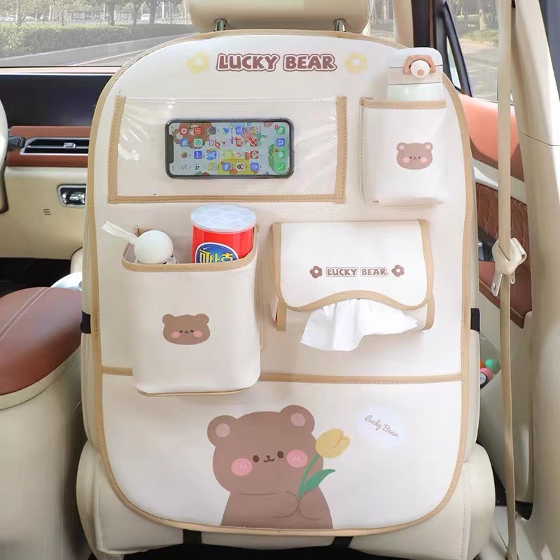Car anti-kick pad rear car seat back storage bag hanging bag seat back storage rack anti-wear anti-dirty pad