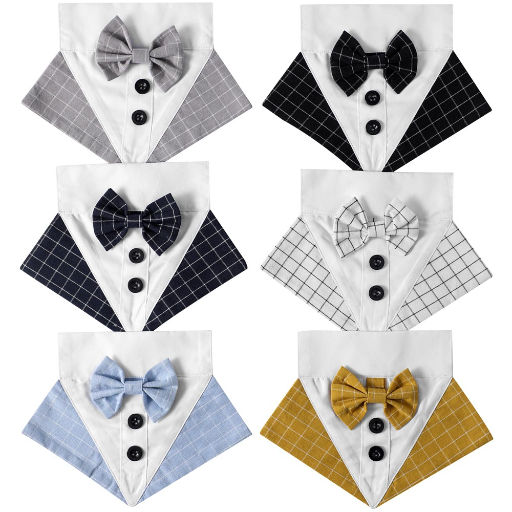 В наличии: новый трансграничный товар — стильный шарф-бандана для собак в клетку, треугольный платок для собак, свадебный треугольный шарф.