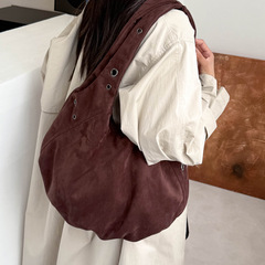 麂皮绒包包女大容量2025新款秋冬季复古单肩腋下包通勤托特饺子包