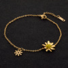 Golden fashionable summer ankle bracelet stainless steel, Korean style, simple and elegant design, pink gold, does not fade