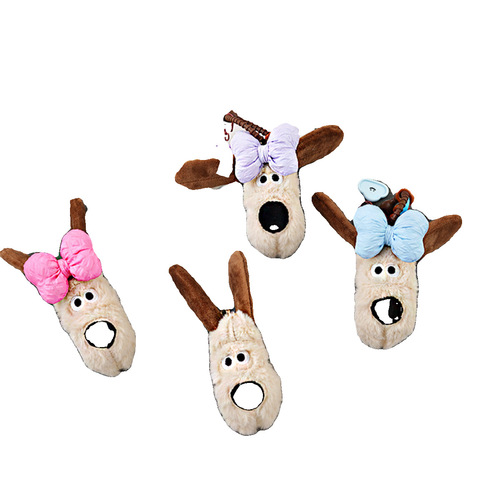 Creative bow puppy head pendant cute boss car plush dog pendant keychain couple bag pendant for women