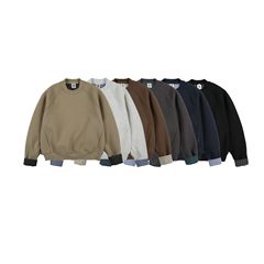 城市凡品套头罗纹装饰拼接卫衣纯色百搭情侣复古日系秋季宽松潮流