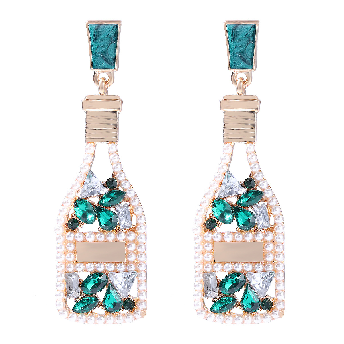 Fashion Wine Bottle Diamond Alloy Artificial Gemstones Earrings display picture 5