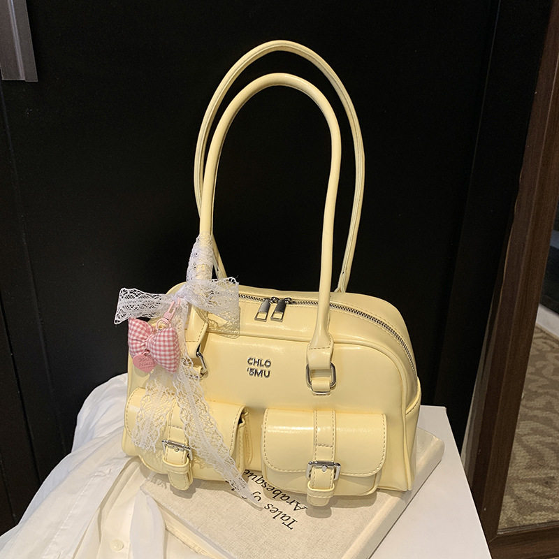 Korean Style Urban Simple Casual Underarm Bag for Women 2026 Summer New Fashion Sweet Bow Shoulder Bag Trendy