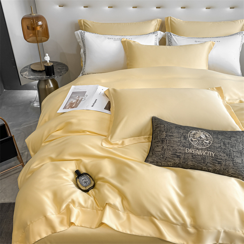 Verano 100% Tensi Juego de cuatro piezas Ropa de cama de verano de lujo ligero Funda de edredón Ropa de cama de tres piezas Ropa de cama