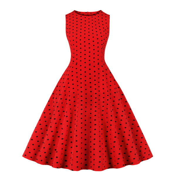 retro summer dress with a round collar sleevless