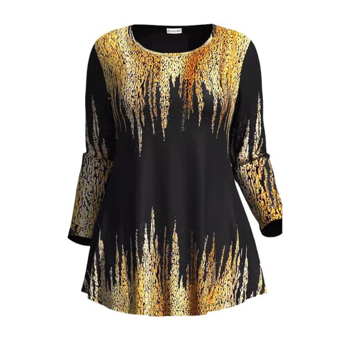 T-shirt, European and American hip-hop series, digital 3D printed, women's street, long-sleeved, women's clothes, loose and easy