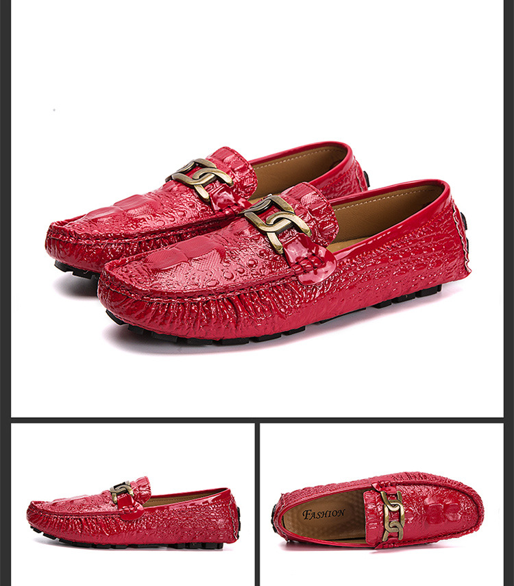 P Sko Herre S Krokodillemønster Ungdom Trendy lakkskinn skinnende overflate Kjøring lat Uformell_voghion.com