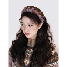 宽边显发量小香风六股辫发箍头饰女波西米亚秋冬编织气质布艺发饰