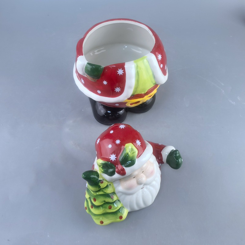 Cerámica Santa en forma de árbol de Navidad galletas en relieve pintado pan de jengibre casa de dulces y muñeco de nieve tanque de almacenamiento