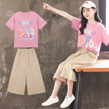 工厂销售童装女童夏装套装2024年新款儿童网红洋气女孩两件套大童