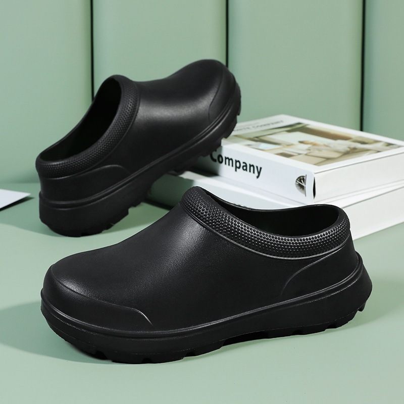 Chef Work Slippers, Breathable, Non-Slip, Waterproof, Summer Sandals, Thick-Soled Men's Slip-On Shoes Without Holes