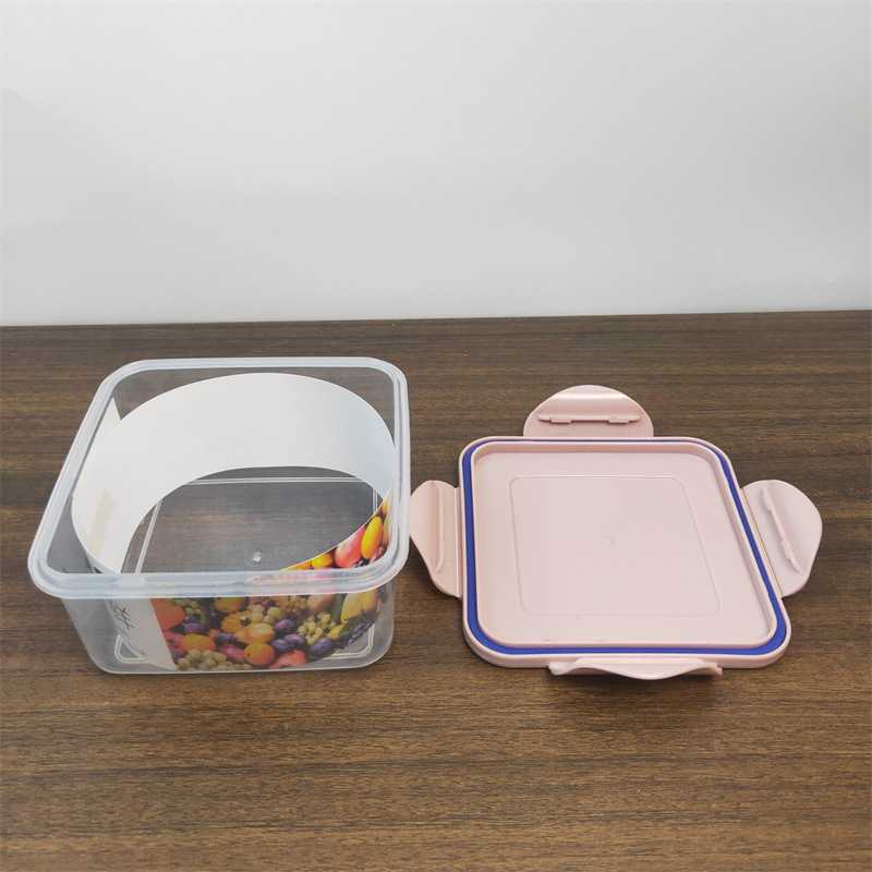 Refrigerador al por mayor color cuadrado cubierta crujiente caja de almacenamiento de frutas y verduras refrigerador de plástico cocina hebilla cubierta