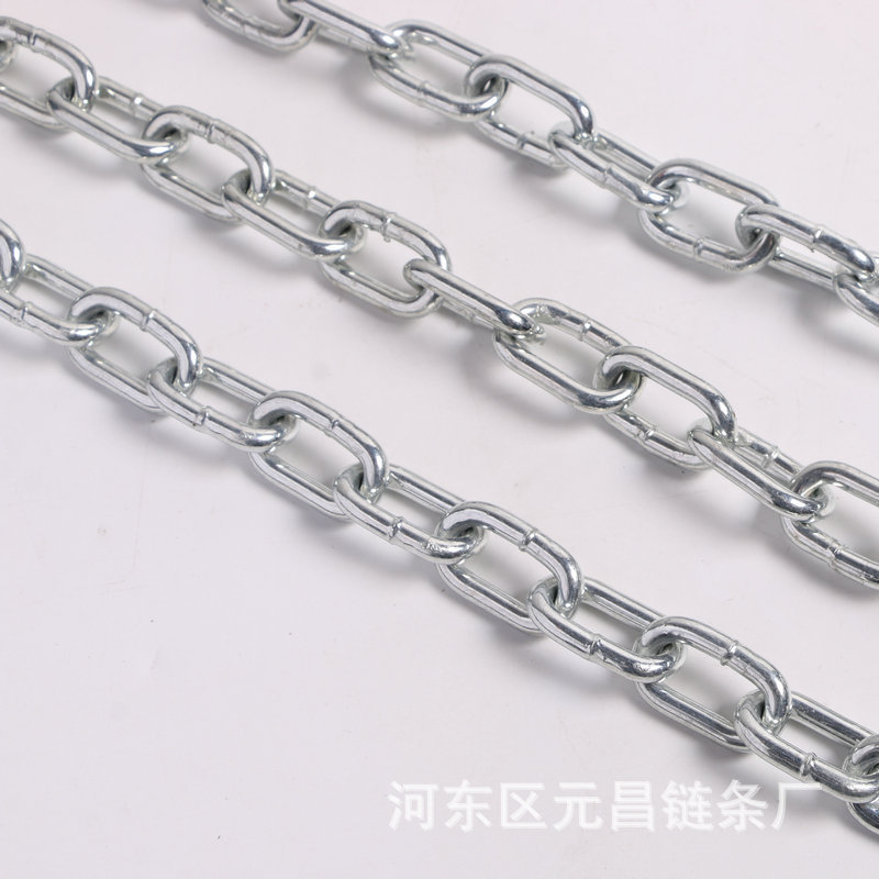 元昌链条英制短环镀锌宠物牵引链护栏仓库锁车起重铁链条厂家批发