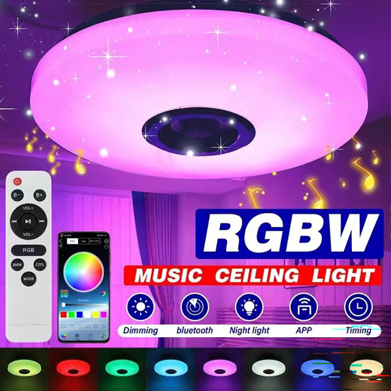 Bluetooth music ceiling lamp RGBCCT smart APP remote control colorful LED audio bedroom lamp special promotion Bluetooth music ceiling lamp RGBCCT smart APP remote control colorful LED audio bedroom lamp special promotion