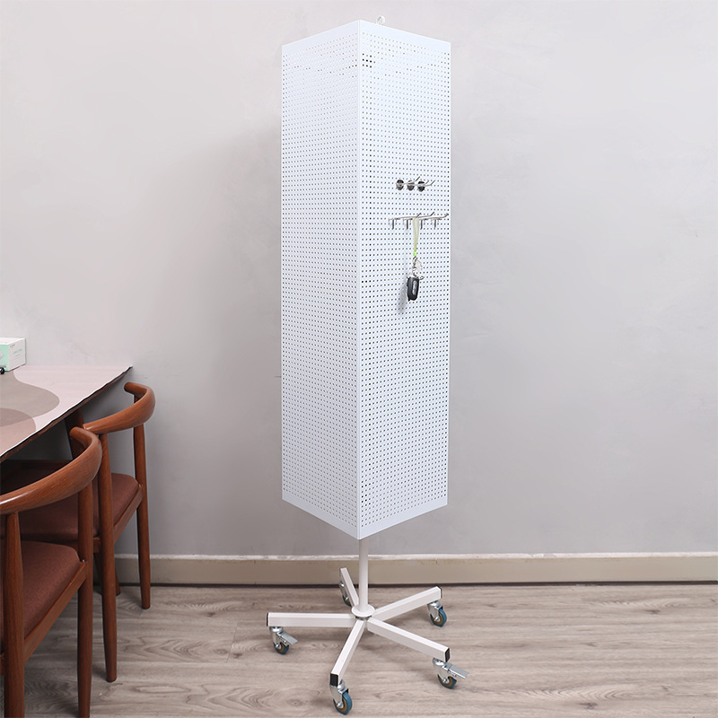 Rotating display stand for multi-specification hole plate accessories, four-sided movable tiered rack, wholesale manufacturer