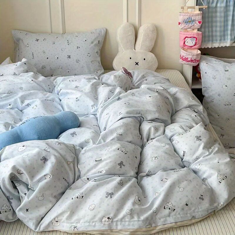 Casual Marine Style Household Double Four-Piece Set Washed Cotton Craft Dormitory Single Three-Piece Set Four-Season Bedding