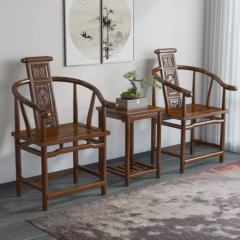 Мастер-кресло из цельного дерева, кресло в китайском стиле, цвет натурального дерева, кресло в китайском стиле, набор из трех предметов, императорский стул, дворцовая официальная шляпа, спинка, обеденный стул