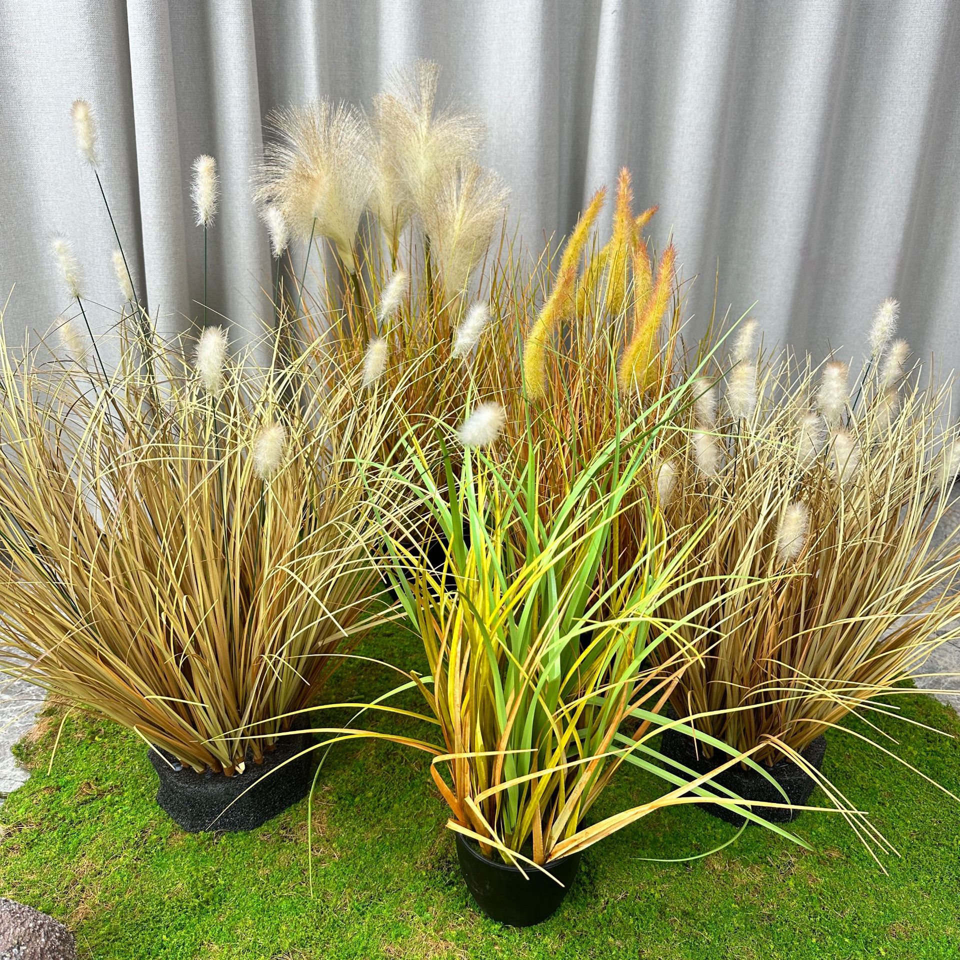 Simulación de plantas verdes, juncos, plantas en macetas, estilo nórdico, simulación de hierba de cola de perro, decoración de interiores, decoración de la sala de estar
