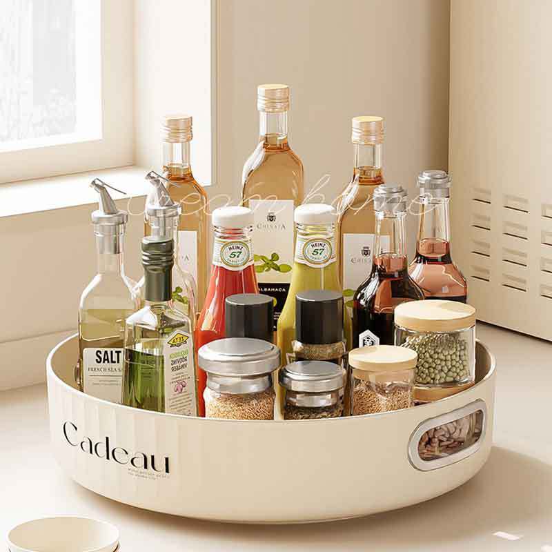 Kitchen Rack for Seasonings Wholesale Rotating Household Countertop Multi-Functional Thickeneded Plastic Large Soy Sauce Seasoning Rack