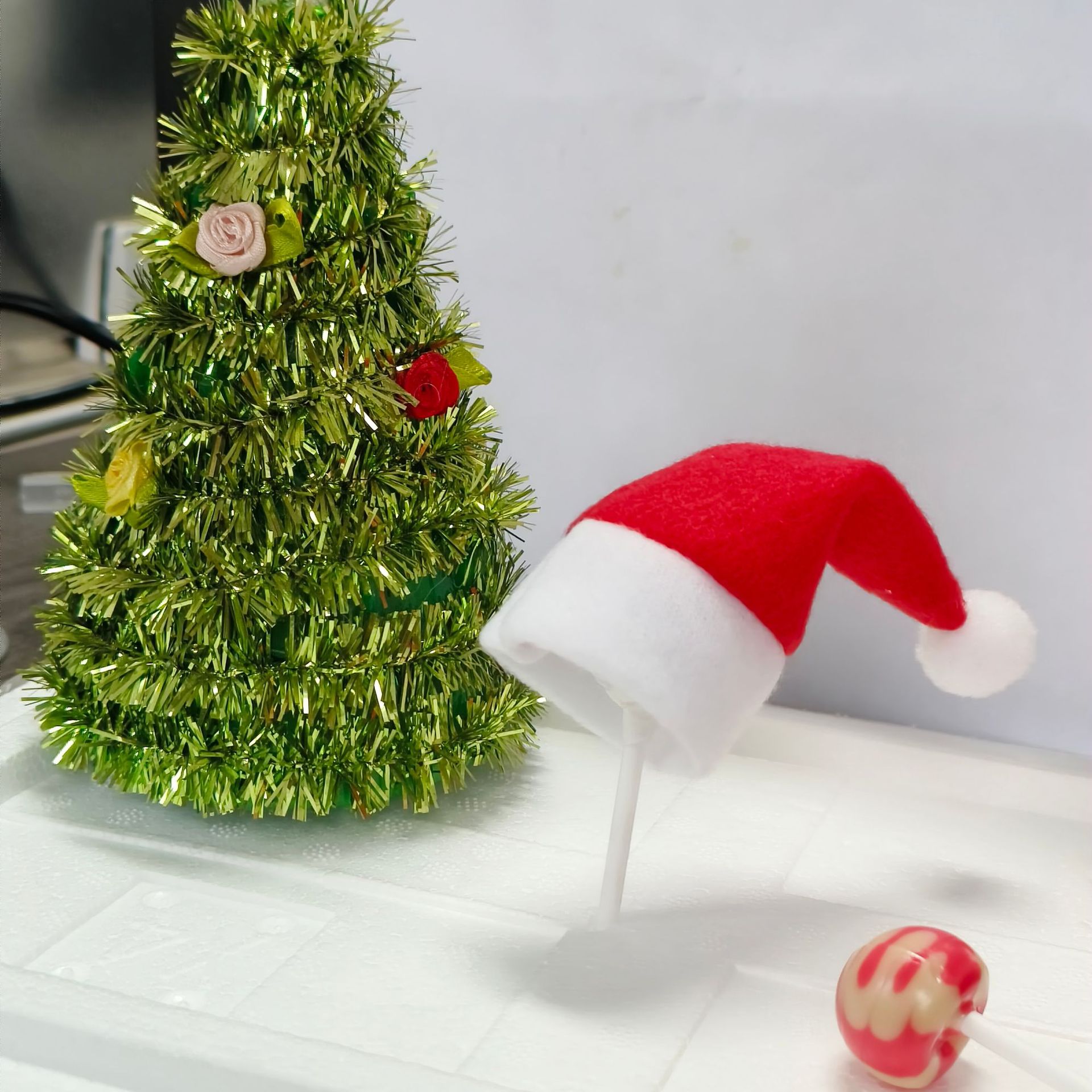 Decoraciones navideñas Mini sombrero de Navidad sombrero de Piruleta de Navidad sombrero de Navidad no tejido sombrero de Navidad