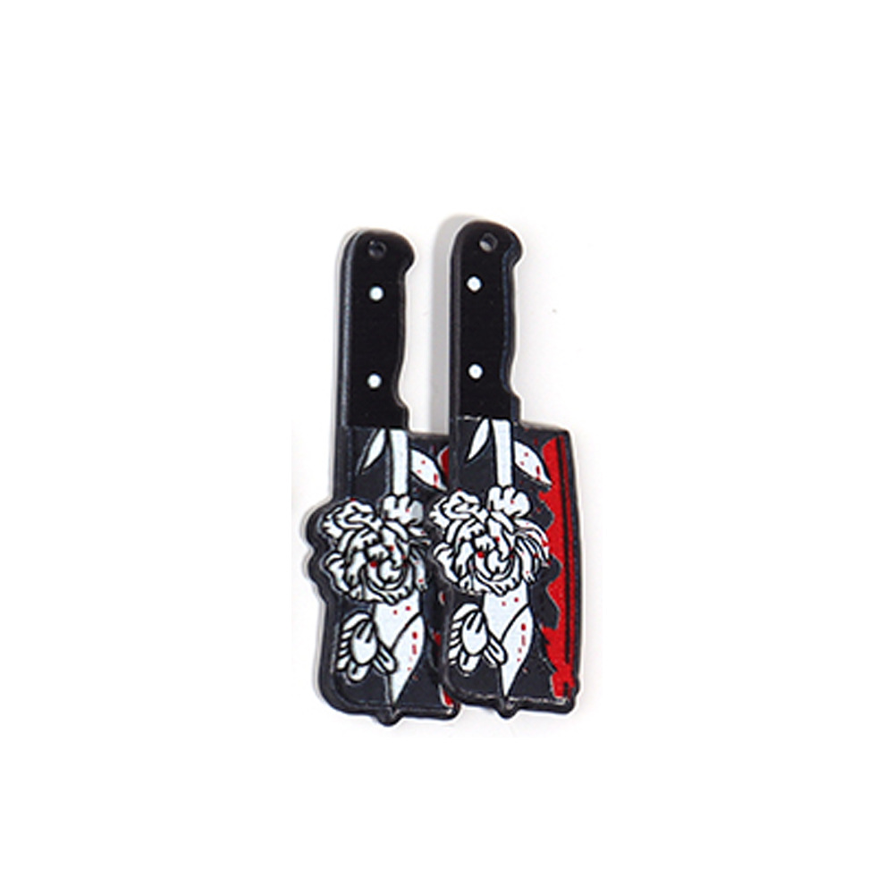 17g Weight Pendant Jewelry Making Type 52*14mm, 56*12mm, 56*14mm Jewelry Making Size DIY Jewelry Accessories Classification 10 PCS/Package Quantity Acrylic Material Halloween Festival Blade, Letter Pattern Printing Design Hip-Hop, Retro, Funny Style 10 PCS/Package 52*14mm 56*12mm 56*14mm Arylic Blade Letter Pendant 12