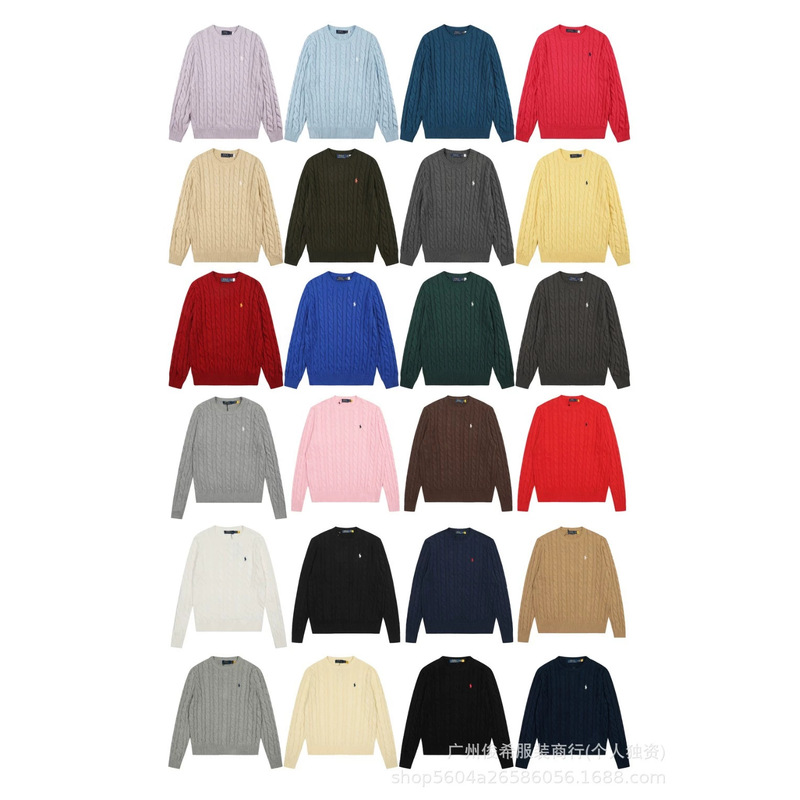 25 New High Version Rl Classic Basic Embroidered Pony Versatile Knitted Pullover Crew Neck Sweater for Men and Women