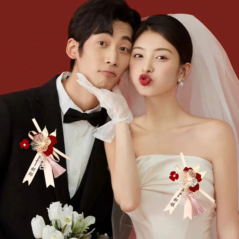 ✅ Свадебный корсаж для жениха, невесты, семьи, родителей, шаферов, подружек невесты, полный комплект свадебной красной броши на лацкане