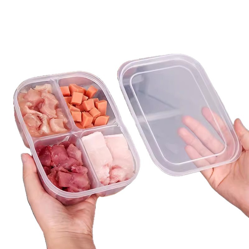 4コンパートメント冷蔵庫冷蔵保存ボックス食品グレードの包装鮮度保持ボックス密封食品冷凍肉玉ねぎ生姜ニンニク野菜付き|undefined