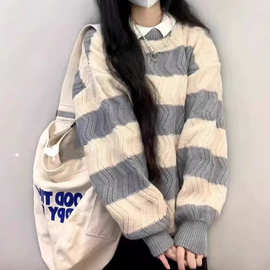 【垛襟】24冬濮院韩系风日韩休闲套头厚圆领宽松型毛衣女式针织衫