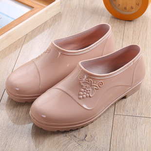 Low-top spring and autumn jelly waterproof shoes fashion rain boots women's summer kitchen work rubber shoes outer wear non-slip overshoes adult
