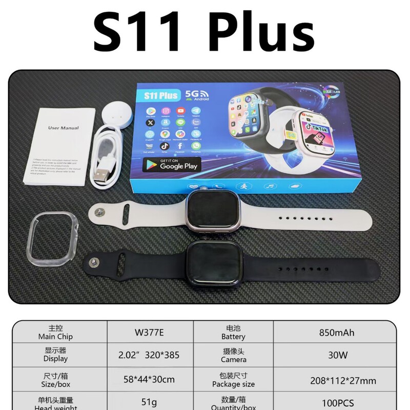 M16 Smart Watch 5g Full Network Sim Google Store App Top Version S11 Plus Cellular Video Communication
