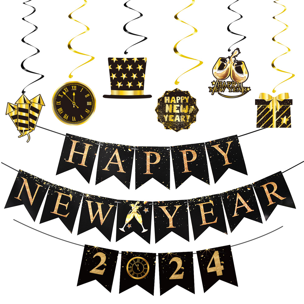 50g Weight Banner Event & Party Supplies 1 Piece Quantity Indoor, Party, Festival Occasion Christmas, New Year Festival Letter Pattern Cartoon Style, Exaggerated Style Christmas New Year Cartoon Style Exaggerated Letter Indoor Party Festival Banner 6