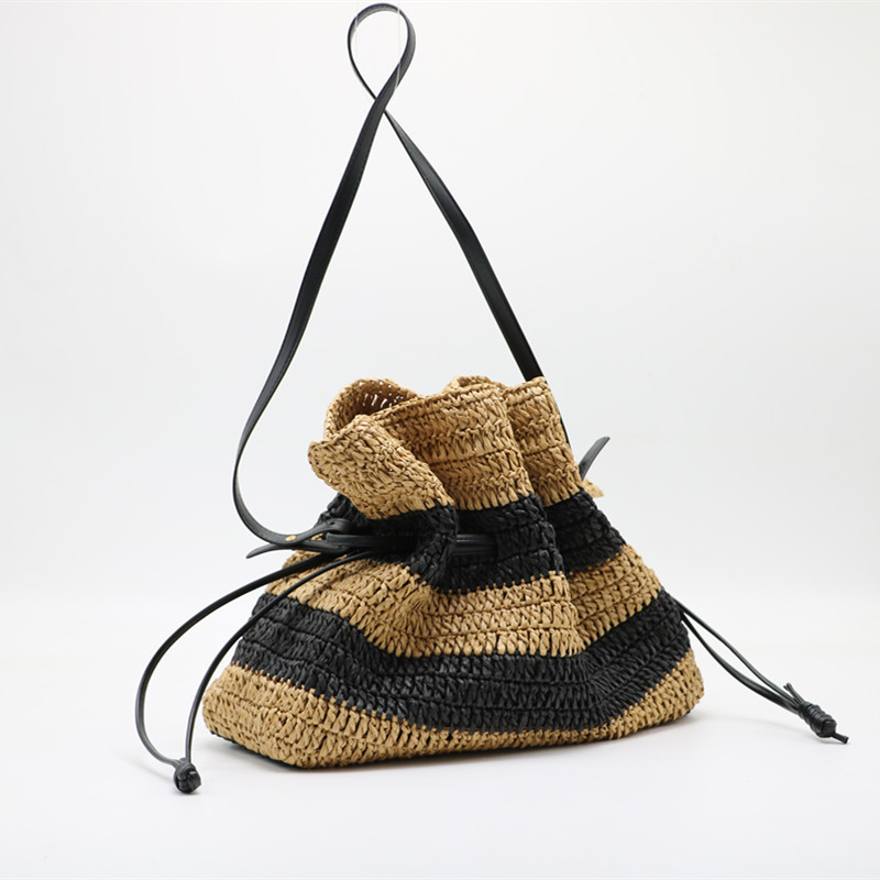All Seasons Season Women's Gender Women's Straw Stripe Vacation Square String Straw Bag